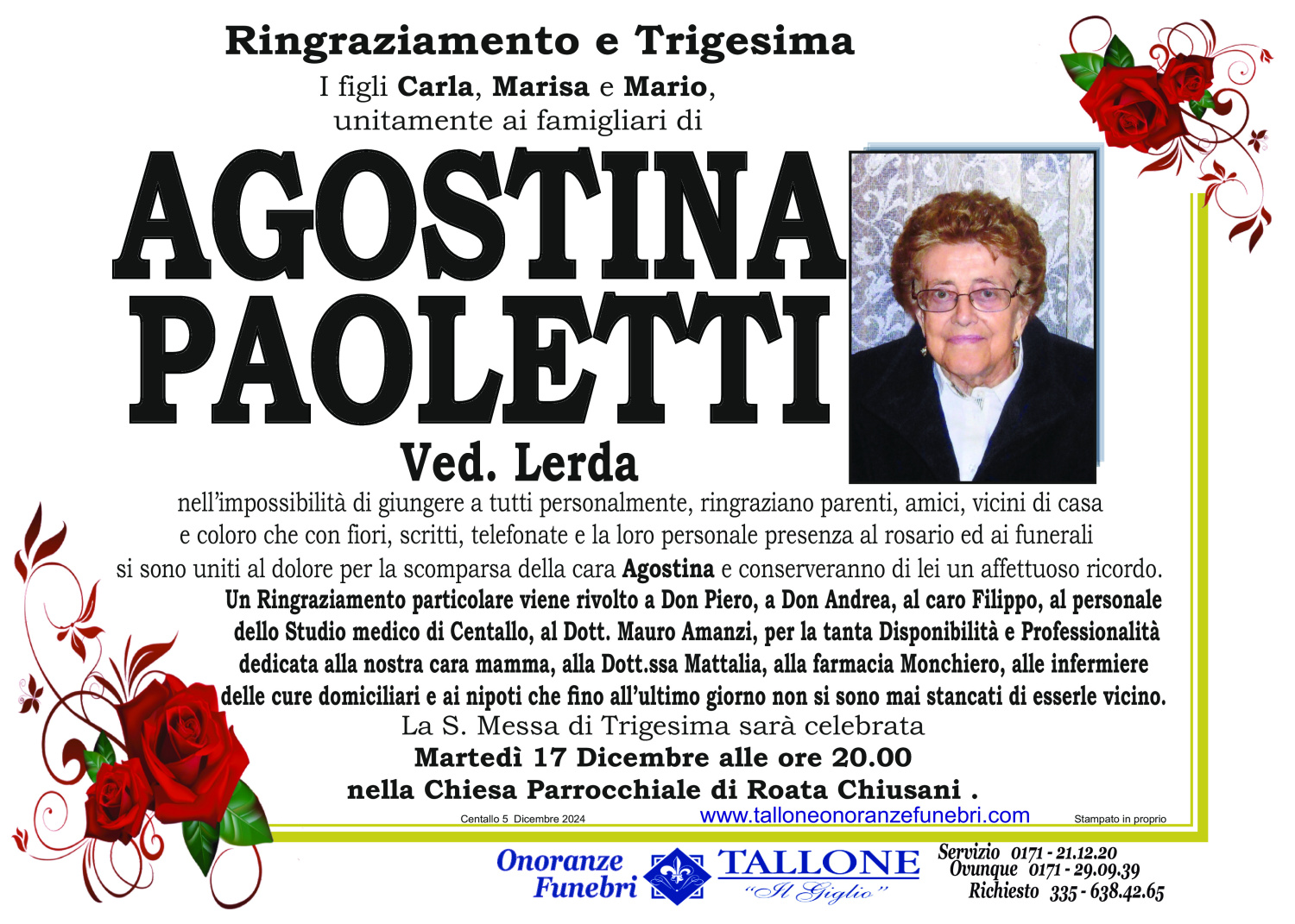 <br />
<b>Warning</b>:  Undefined variable $info in <b>/home/tallone/public_html/ringraziamenti.php</b> on line <b>68</b><br />
Agostina Paoletti